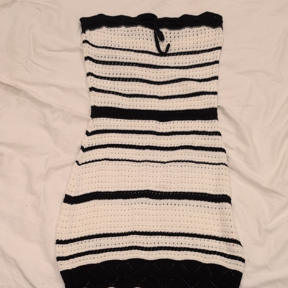 Black and White Striped Knit Dress